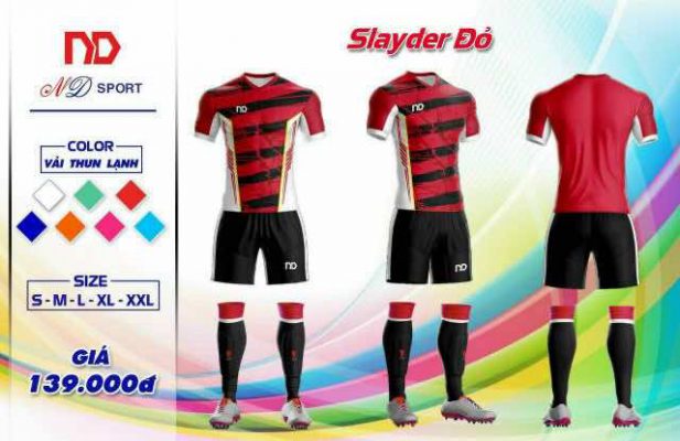 Áo bóng đá không logo ND – SLAYDER thun lạnh cao cấp màu Đỏ
