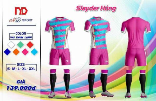 Áo bóng đá không logo ND – SLAYDER thun lạnh cao cấp màu Hồng