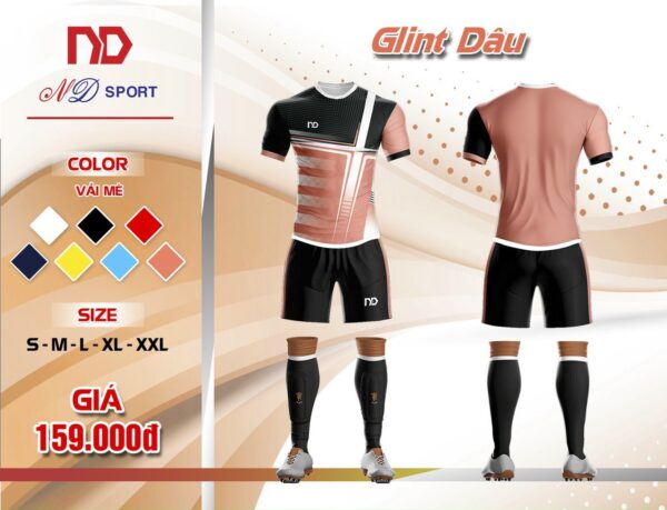 Áo bóng đá không logo ND – GLINT vải mè cao cấp màu Hồng