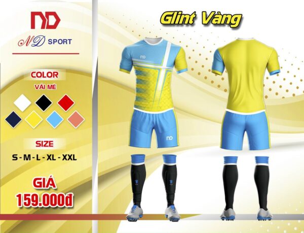 Áo bóng đá không logo ND – GLINT vải mè cao cấp màu Vàng