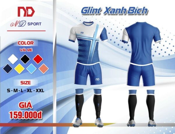 Áo bóng đá không logo ND – GLINT vải mè cao cấp màu Xanh Bích