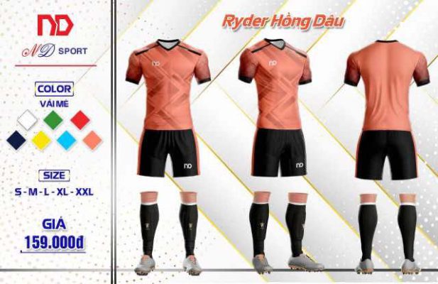 Áo bóng đá không logo ND – RYDER thun lạnh cao cấp màu Hồng Dâu