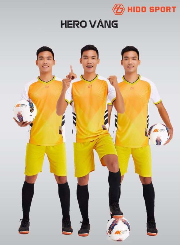 Áo bóng đá không logo thiết kế cao cấp HERO màu Vàng