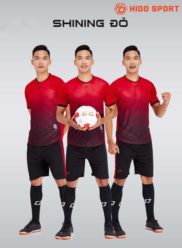Áo bóng đá không logo thiết kế cao cấp SHINING màu Đỏ