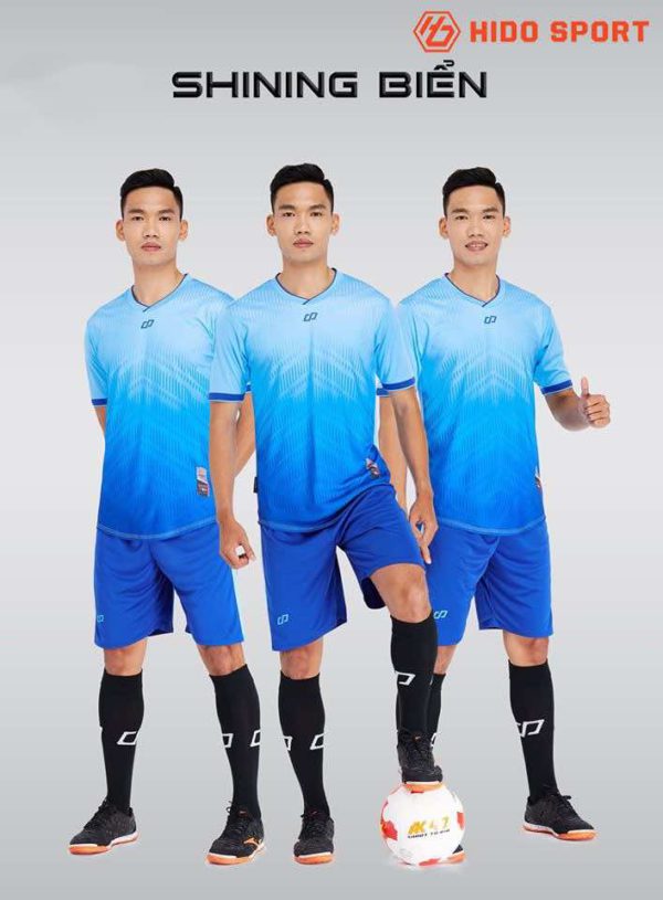 Áo bóng đá không logo thiết kế cao cấp SHINING màu Xanh Biển