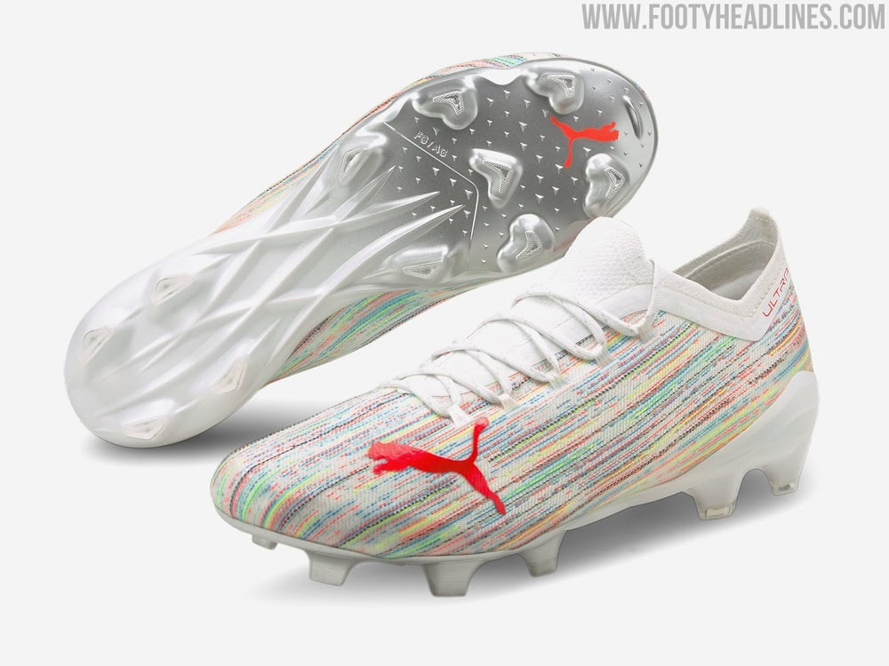 Giày đá bóng Puma Ultra 2021 Spectra Pack 'Trắng / Nhiều màu' bị rò rỉ 01