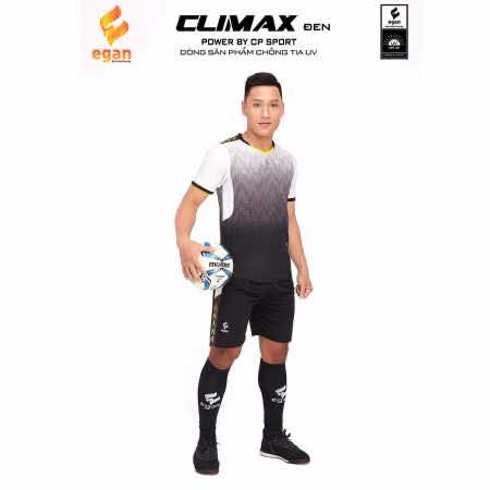 Áo bóng đá không logo thiết kế CP – CLIMAX vải mè màu Đen