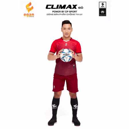 Áo bóng đá không logo thiết kế CP – CLIMAX vải mè màu Đỏ Đô