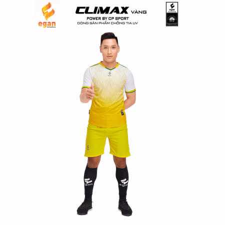 Áo bóng đá không logo thiết kế CP – CLIMAX vải mè màu Vàng