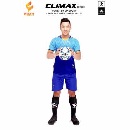 Áo bóng đá không logo thiết kế CP – CLIMAX vải mè màu Xanh Bích