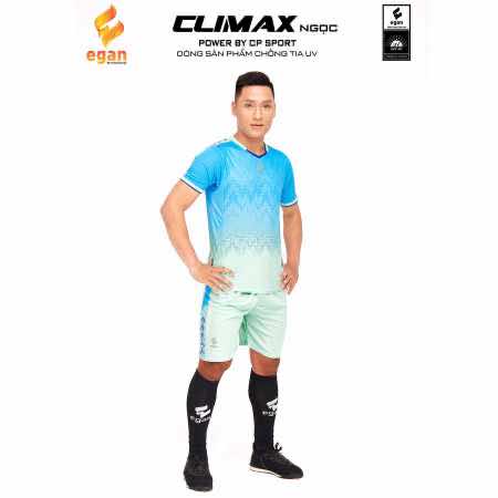 Áo bóng đá không logo thiết kế CP – CLIMAX vải mè màu Xanh Ngọc