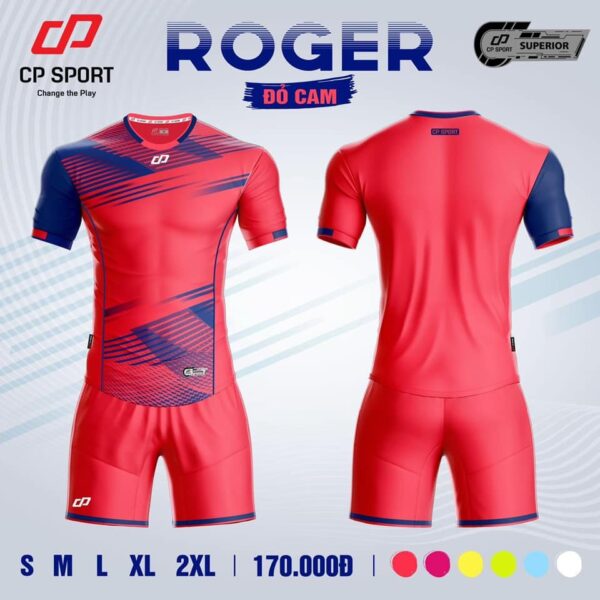 Áo bóng đá không logo CP ROGER vải mè cao cấp màu Cam