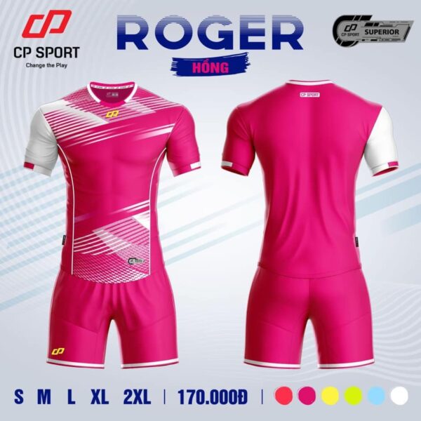 Áo bóng đá không logo CP ROGER vải mè cao cấp màu Hồng