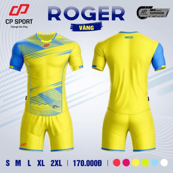 Áo bóng đá không logo CP ROGER vải mè cao cấp màu Vàng