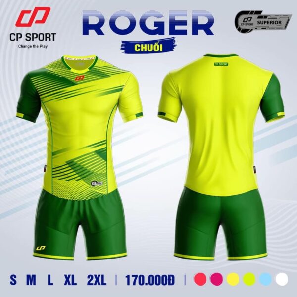 Áo bóng đá không logo CP ROGER vải mè cao cấp màu Xanh Chuối