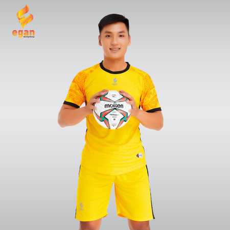 Áo bóng đá không logo thiết kế CP – AZTEC vải mè cao cấp màu Vàng
