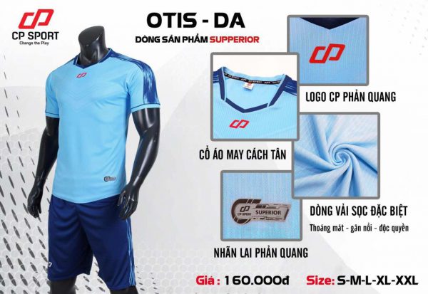 Áo bóng đá không logo CP OTIS vải mè cao cấp màu Xanh Da
