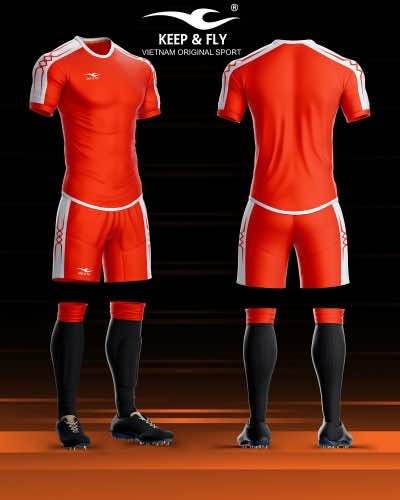 Áo bóng đá không logo thiết kế Keep & Fly CHAIN BASIC thun lạnh cao cấp màu Đỏ