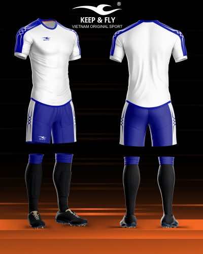 Áo bóng đá không logo thiết kế Keep & Fly CHAIN BASIC thun lạnh cao cấp màu Trắng