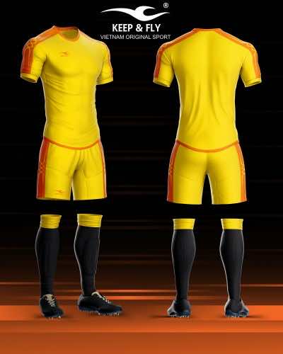 Áo bóng đá không logo thiết kế Keep & Fly CHAIN BASIC thun lạnh cao cấp màu Vàng