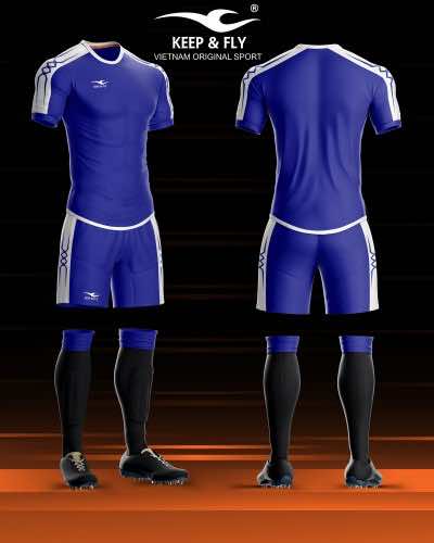 Áo bóng đá không logo thiết kế Keep & Fly CHAIN BASIC thun lạnh cao cấp màu Xanh Bích