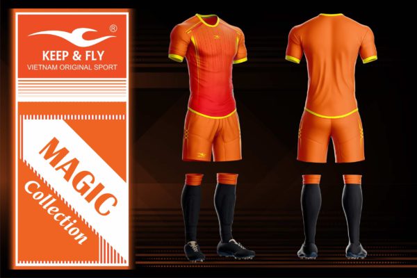 Áo bóng đá không logo thiết kế Keep & Fly MAGIC thun lạnh cao cấp màu Cam