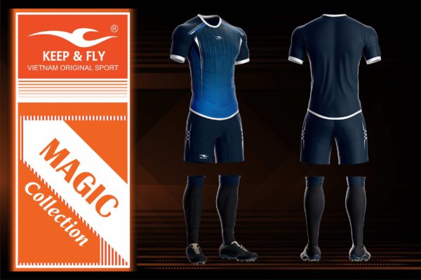Áo bóng đá không logo thiết kế Keep & Fly MAGIC thun lạnh cao cấp màu Xanh Đen