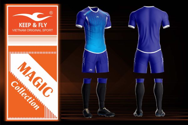 Áo bóng đá không logo thiết kế Keep & Fly MAGIC thun lạnh cao cấp màu Xanh Bích