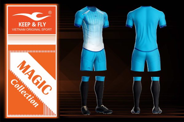 Áo bóng đá không logo thiết kế Keep & Fly MAGIC thun lạnh cao cấp màu Xanh Da