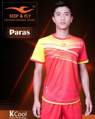 Áo bóng đá không logo thiết kế Keep & Fly PARAS vải mè màu Đỏ