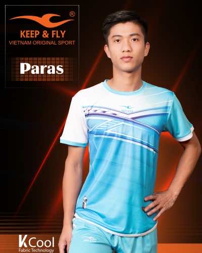Áo bóng đá không logo thiết kế Keep & Fly PARAS vải mè màu Xanh Da