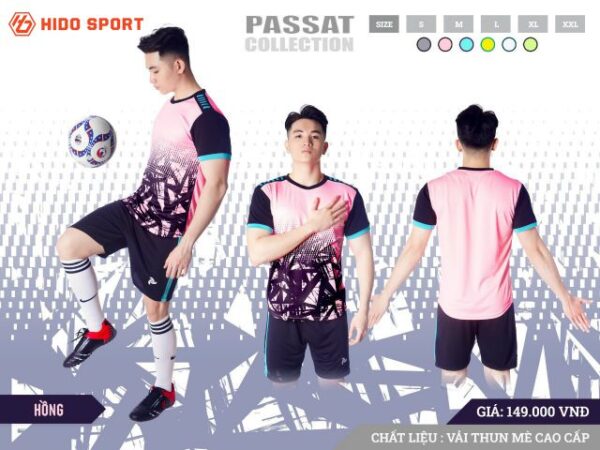 Áo bóng đá không logo thiết kế Just Play PASSAT vải mè cao cấp màu Hồng