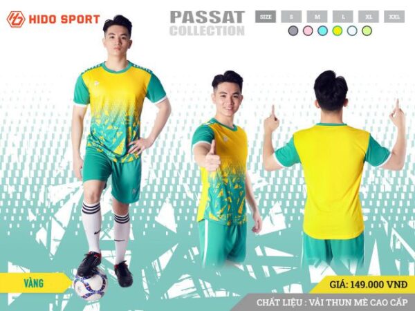 Áo bóng đá không logo thiết kế Just Play PASSAT vải mè cao cấp màu Vàng