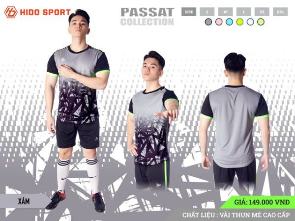 Áo bóng đá không logo thiết kế Just Play PASSAT vải mè cao cấp màu Xám