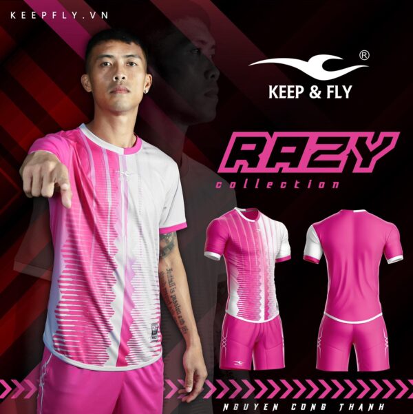 Áo bóng đá không logo thiết kế Keep & Fly RAZY thun lạnh cao cấp màu Hồng