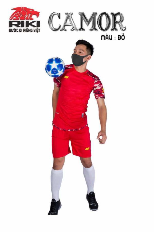 Áo bóng đá không logo Riki CAMOR thun lạnh cao cấp màu Đỏ