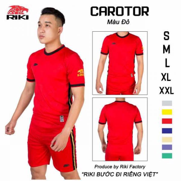 Áo bóng đá không logo Riki CAROTOR thun lạnh cao cấp màu Đỏ