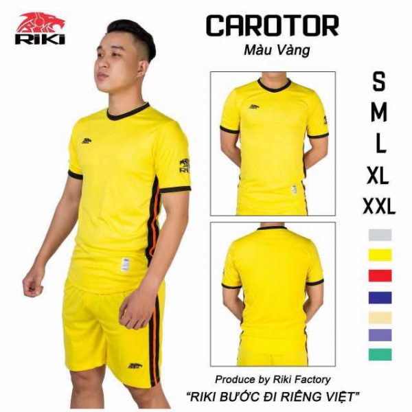 Áo bóng đá không logo Riki CAROTOR thun lạnh cao cấp màu Vàng
