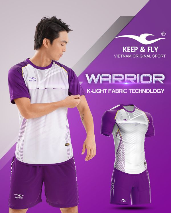 Áo bóng đá không logo thiết kế Keep Fly WARRIOR vải mè màu Tím