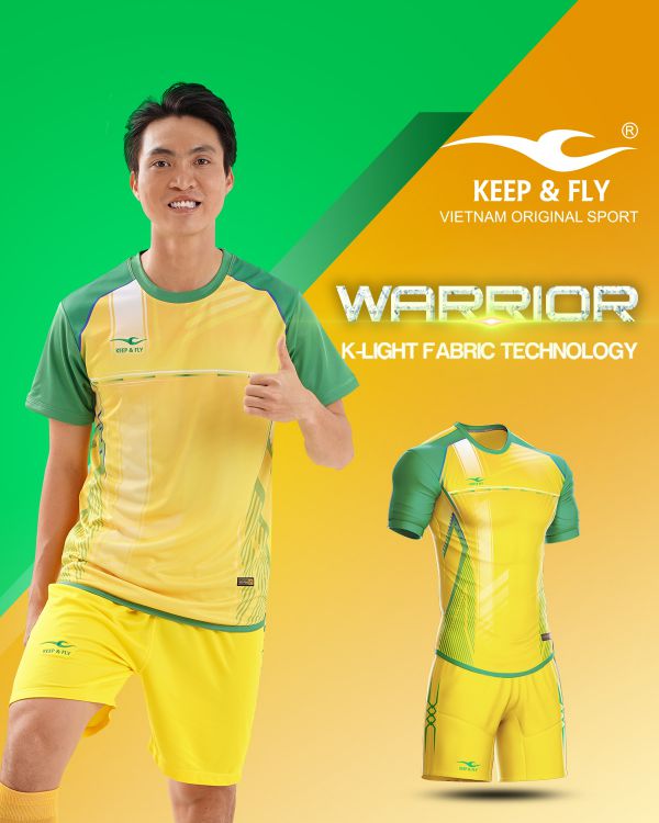 Áo bóng đá không logo thiết kế Keep Fly WARRIOR vải mè màu Vàng