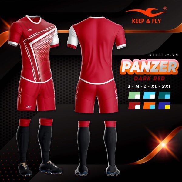 Áo bóng đá không logo KEEP&FLY – PANZER thun lạnh cao cấp màu Đỏ