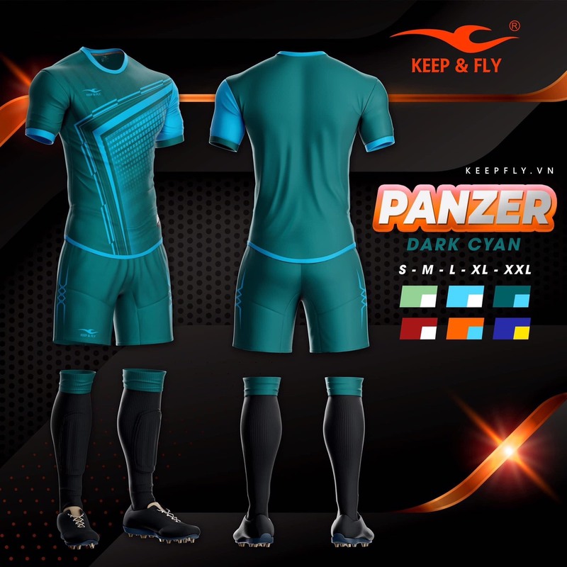 Áo bóng đá không logo KEEP&FLY – PANZER thun lạnh cao cấp màu Xanh Nhớt