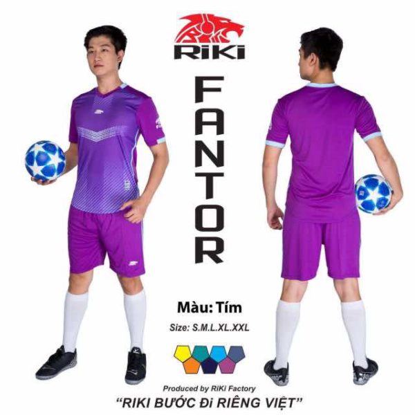 Áo bóng đá không logo Riki FANTOR thun lạnh cao cấp màu Tím Đậm