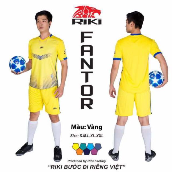 Áo bóng đá không logo Riki FANTOR thun lạnh cao cấp màu Vàng