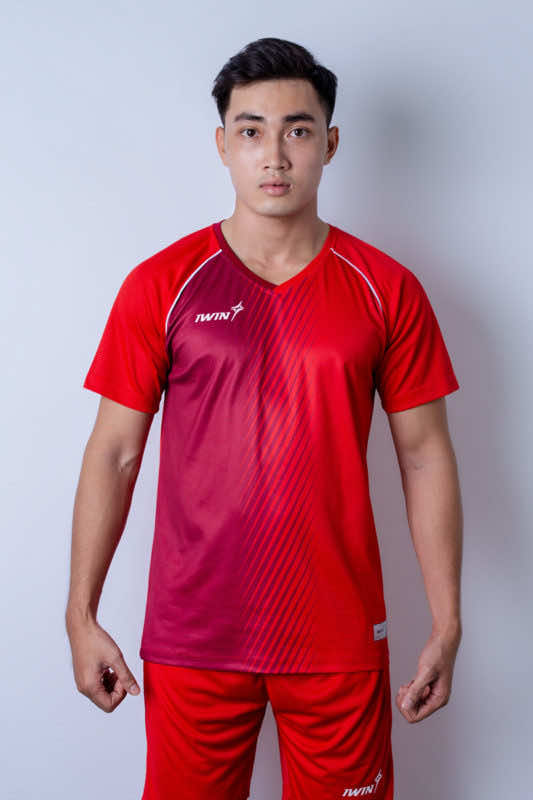 Áo bóng đá không logo IWIN COOL CHALLENGE vải mè cao cấp màu Đỏ